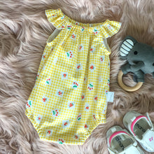 Load image into Gallery viewer, Yellow gingham and floral playsuit
